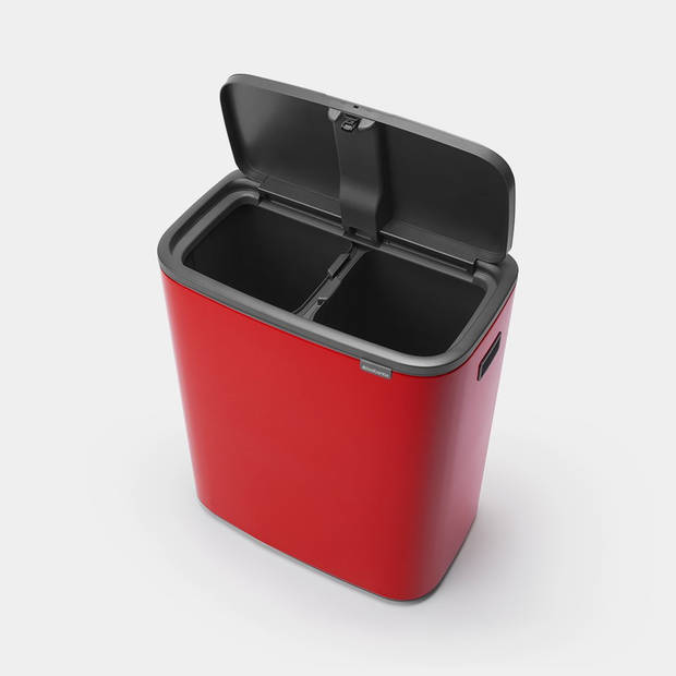 Brabantia Bo Touch Bin afvalemmer 2 x 30 liter met 2 kunststof binnenemmers - Passion Red