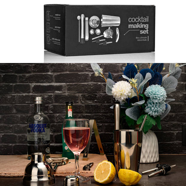 Decopatent® PRO Cocktail Set 10-delig - Rvs Barset met Shaker -