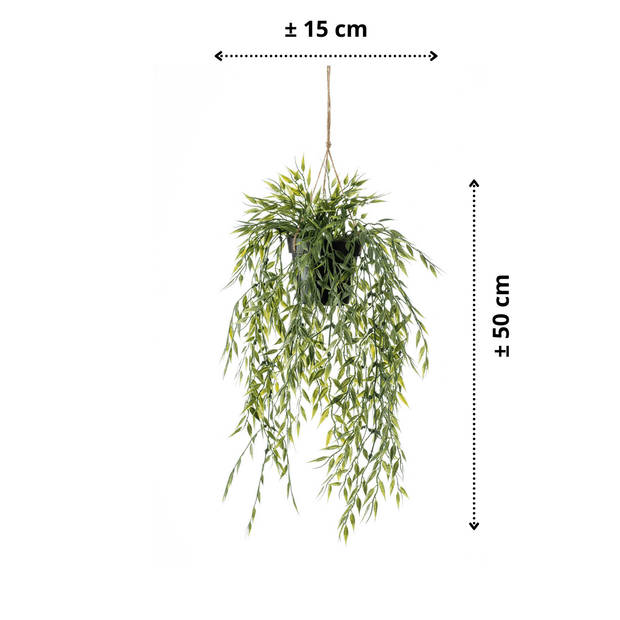 Emerald Kunstplant hangend in pot bamboe 50 cm