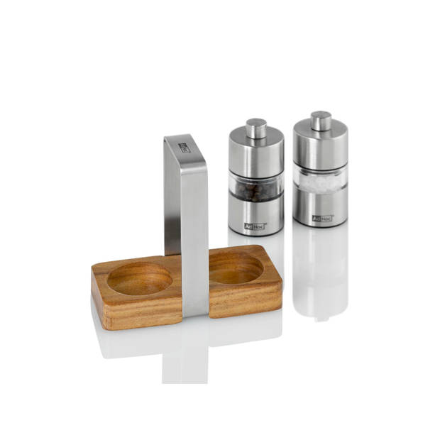 Adhoc - Menage Minimill Peper- en Zoutmolen - Roestvast Staal - Zilver