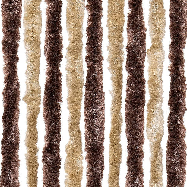 vidaXL Vliegengordijn 90x200 cm chenille beige en lichtbruin