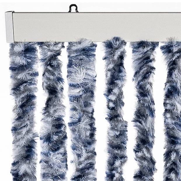 vidaXL Vliegengordijn 56x200 cm chenille blauw en wit