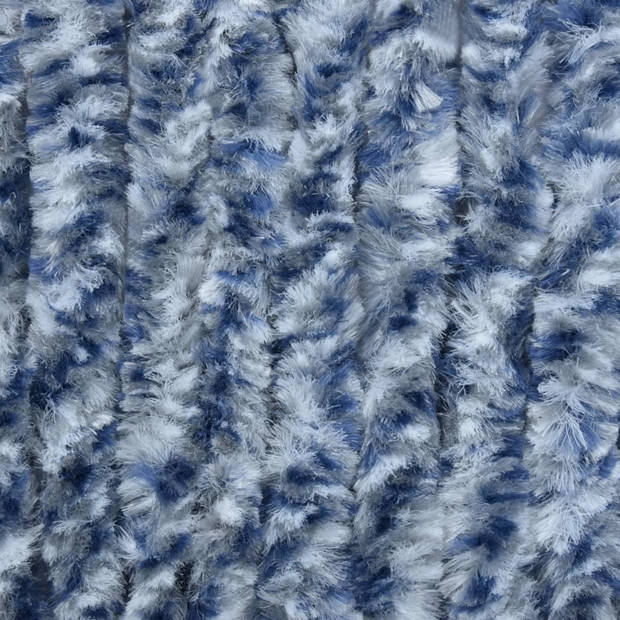 vidaXL Vliegengordijn 56x200 cm chenille blauw en wit