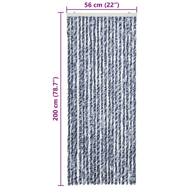 vidaXL Vliegengordijn 56x200 cm chenille blauw en wit