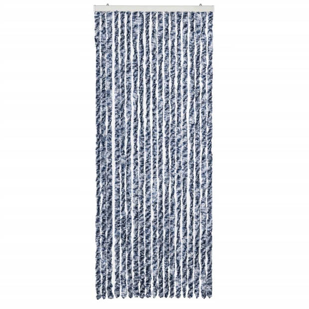 vidaXL Vliegengordijn 56x200 cm chenille blauw en wit