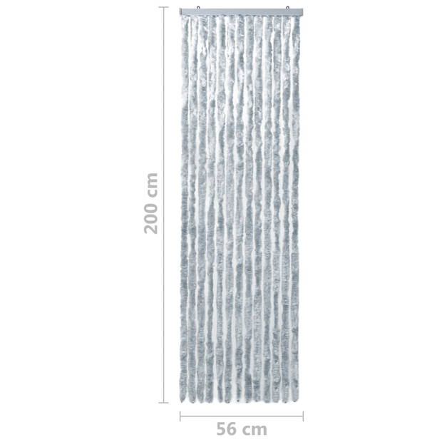 vidaXL Vliegengordijn 56x200 cm chenille wit en grijs
