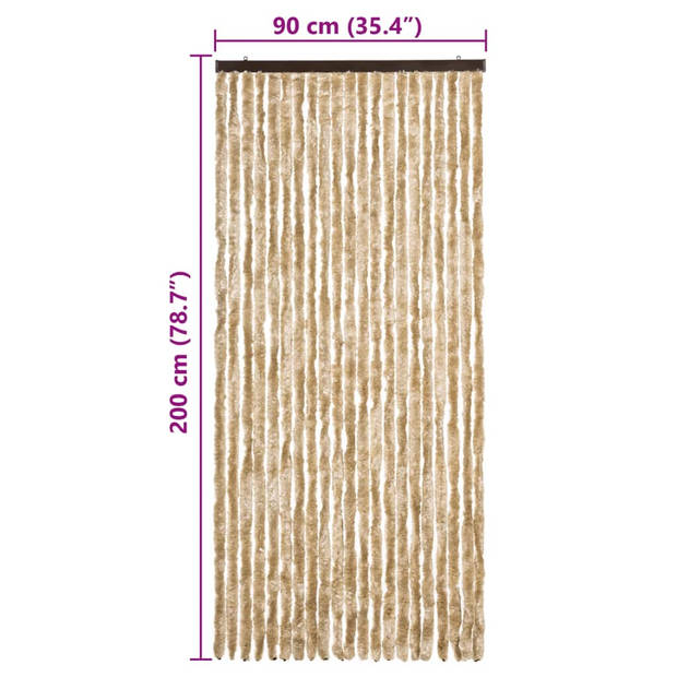 vidaXL Vliegengordijn 90x200 cm chenille beige