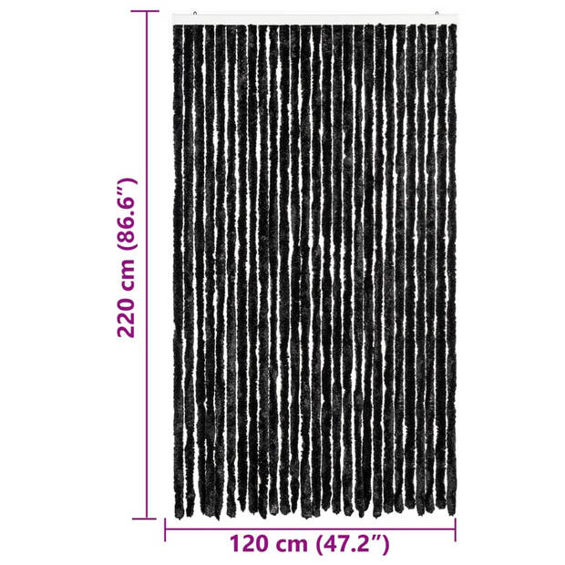 vidaXL Vliegengordijn 118x220 cm chenille antraciet