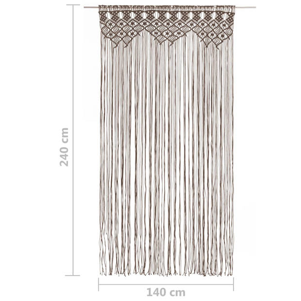 vidaXL Gordijn macramé 140x240 cm katoen taupe