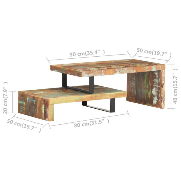 vidaXL 2-delige Salontafelset massief gerecycled hout