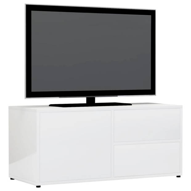 vidaXL Tv-meubel 80x34x36 cm bewerkt hout hoogglans wit