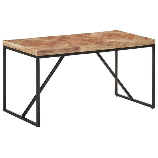 The Living Store Eettafel Industriële Look - Massief Acacia- en Mangohout - 140 x 70 x 76 cm - Handgemaakt