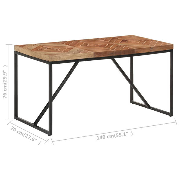 The Living Store Eettafel Industriële Look - Massief Acacia- en Mangohout - 140 x 70 x 76 cm - Handgemaakt