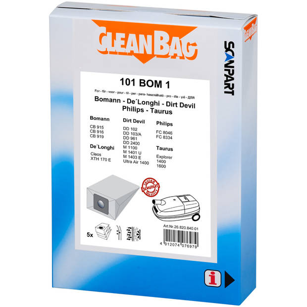 Scanpart Cleanbag 101bom1 Stofzak Bomann Cb915-916-919