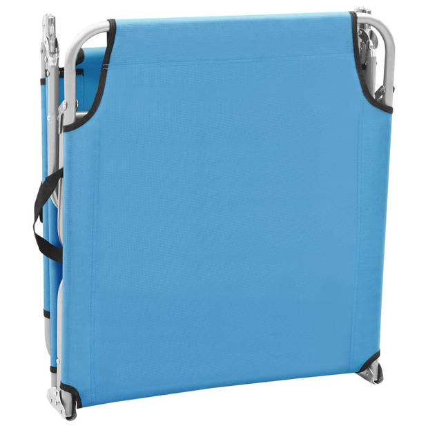 The Living Store Inklapbaar Ligbed - Turquoiseblauw - 189 x 58 x 27 cm - Verstelbare Rugleuning