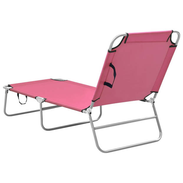 The Living Store Vouwligbed met Luifel - Ligbed - 189x58x27 cm - Roze - Max - 120 kg