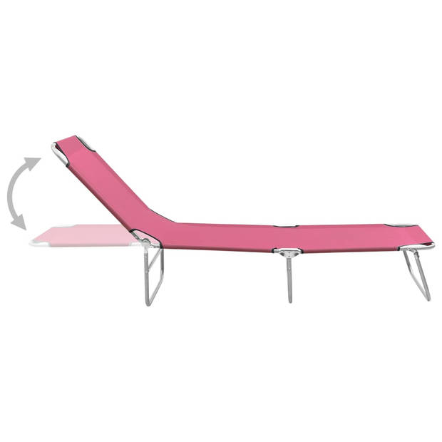 The Living Store Vouwligbed met Luifel - Ligbed - 189x58x27 cm - Roze - Max - 120 kg