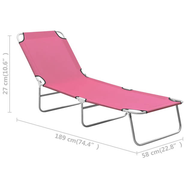 The Living Store Vouwligbed met Luifel - Ligbed - 189x58x27 cm - Roze - Max - 120 kg