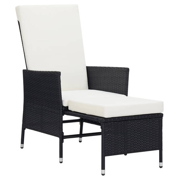 vidaXL 3-delige Loungeset met kussens poly rattan zwart