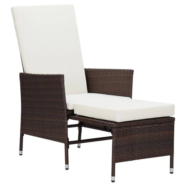 vidaXL 3-delige Loungeset met kussens poly rattan bruin