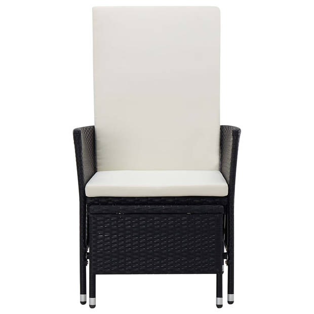 vidaXL 3-delige Loungeset met kussens poly rattan zwart