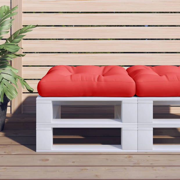 The Living Store Palletkussen - polyester - 61.5 x 60 x 10 cm - waterafstotend - rood