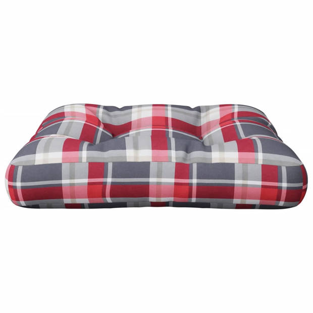 The Living Store Palletkussen - polyester - 50 x 50 x 12 cm - rood ruitpatroon