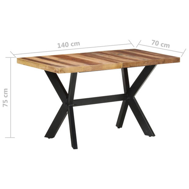 vidaXL Eettafel 140x70x75 cm massief hout met honingkleurige afwerking