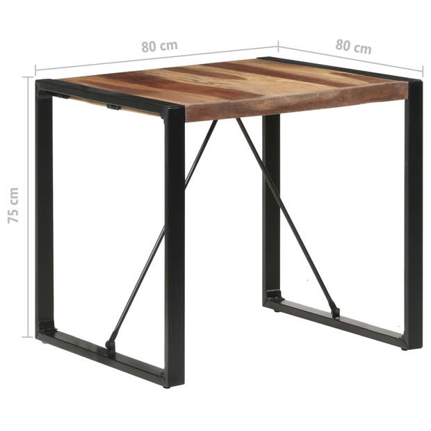 The Living Store Eettafel 80x80x75 cm massief hout met sheesham afwerking - Tafel