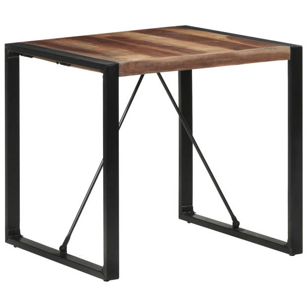 The Living Store Eettafel 80x80x75 cm massief hout met sheesham afwerking - Tafel