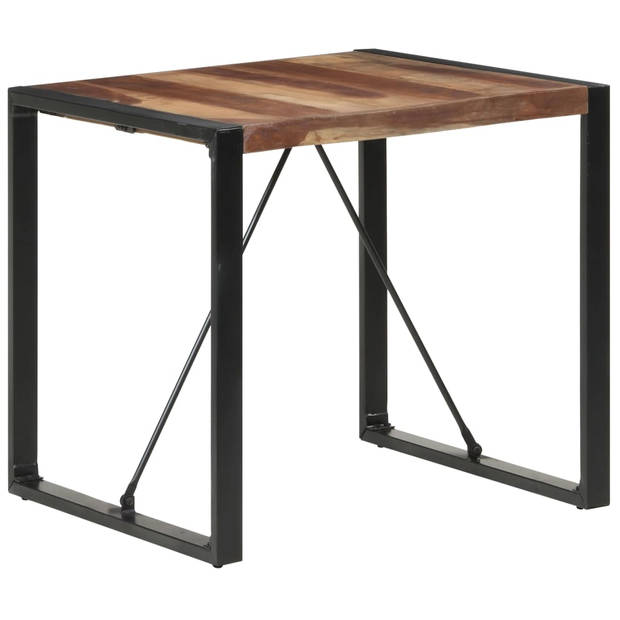 The Living Store Eettafel 80x80x75 cm massief hout met sheesham afwerking - Tafel