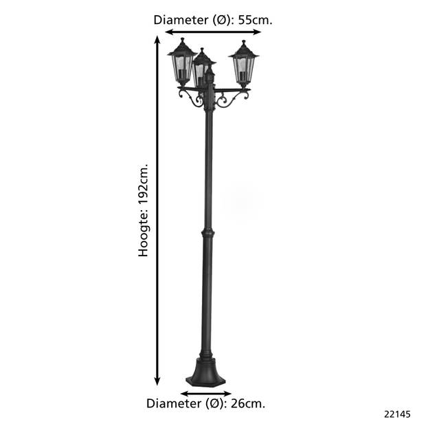 Tuinpaal 3 Lichts E27 Zwart Laterna 4