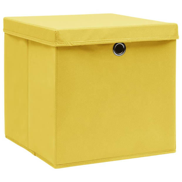 vidaXL Opbergboxen met deksel 4 st 28x28x28 cm geel