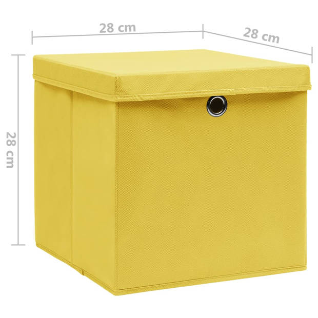 vidaXL Opbergboxen met deksel 4 st 28x28x28 cm geel