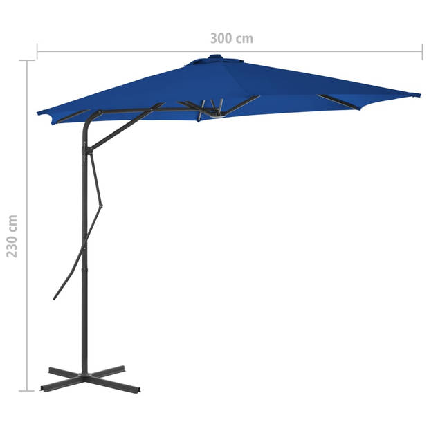 vidaXL Parasol met stalen paal 300x230 cm blauw