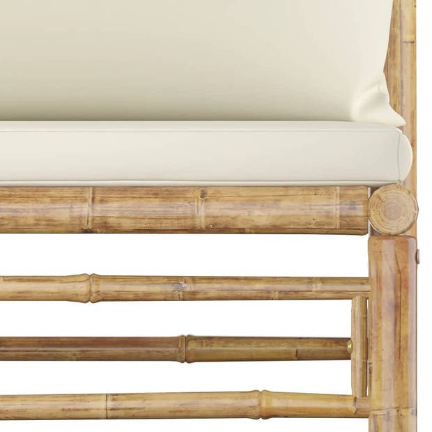 vidaXL 9-delige Loungeset met crèmewitte kussens bamboe