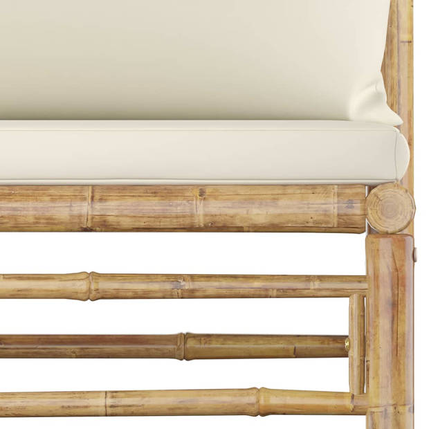 The Living Store Bamboe Loungehoek - Tuinmeubelset - Modulair - Dik gevoerde kussens - Afneembare en wasbare