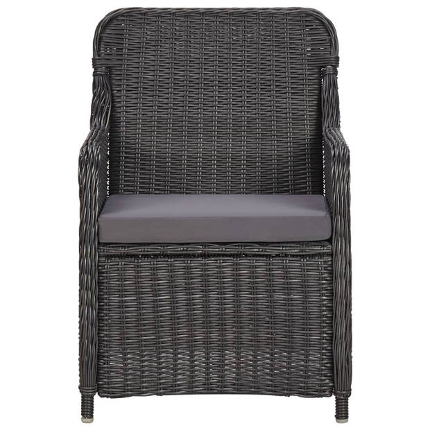 The Living Store Tuinmeubelset - Poly Rattan - 6-Persoons - Zwart en Donkergrijs