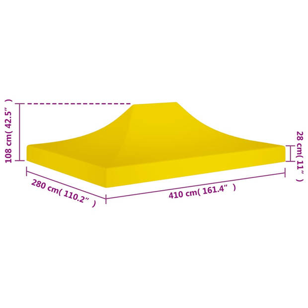 vidaXL Partytentdak 270 g/m² 4x3 m geel