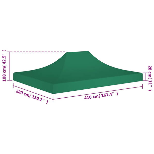 vidaXL Partytentdak 270 g/m² 4x3 m groen