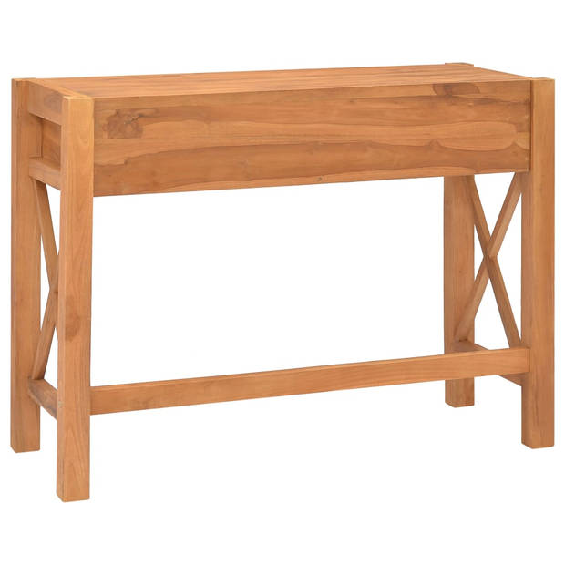 The Living Store Rustiek Teakhouten Bureau - 100 x 40 x 75 cm - Met 2 lades