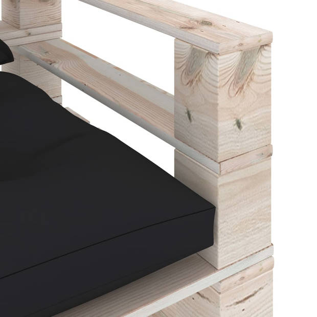 The Living Store Pallet Armstoel Tuinbank - 80x67.5x62 cm - Grenenhout - Zwart Kussen