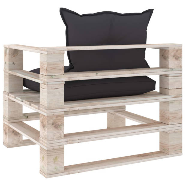 The Living Store Pallet Armstoel Tuin - 80 x 67.5 x 62 cm - Grenenhout - Antraciet