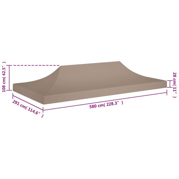 vidaXL Partytentdak 270 g/m² 6x3 m taupe