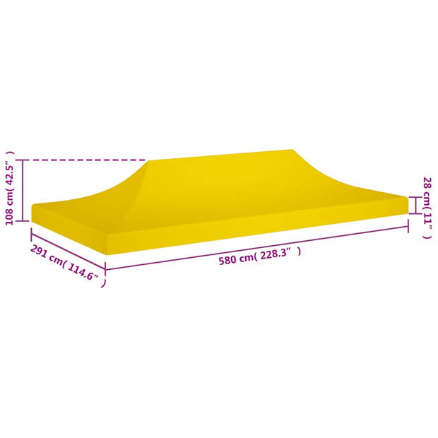 vidaXL Partytentdak 270 g/m² 6x3 m geel