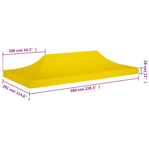 vidaXL Partytentdak 270 g/m² 6x3 m geel