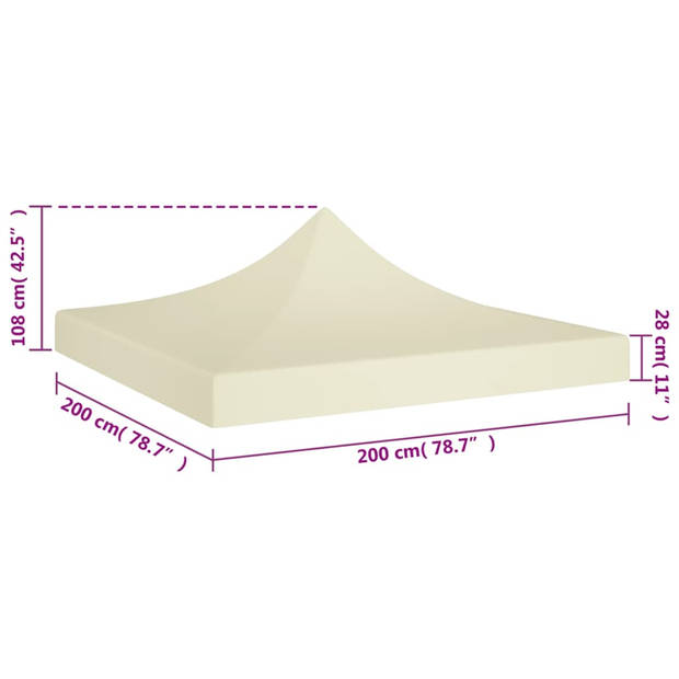 vidaXL Partytentdak 270 g/m² 2x2 m crème