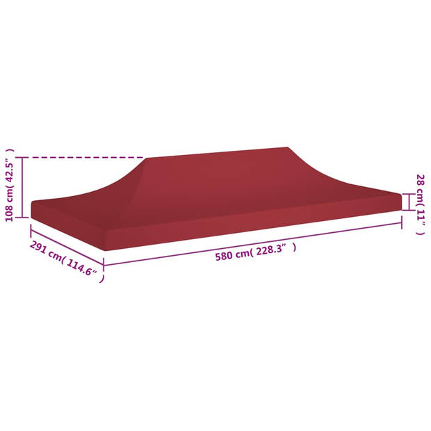 vidaXL Partytentdak 270 g/m² 6x3 m bordeauxrood