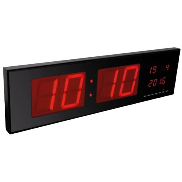 Perel wandklok met led-display 83 x 23 cm zwart/rood