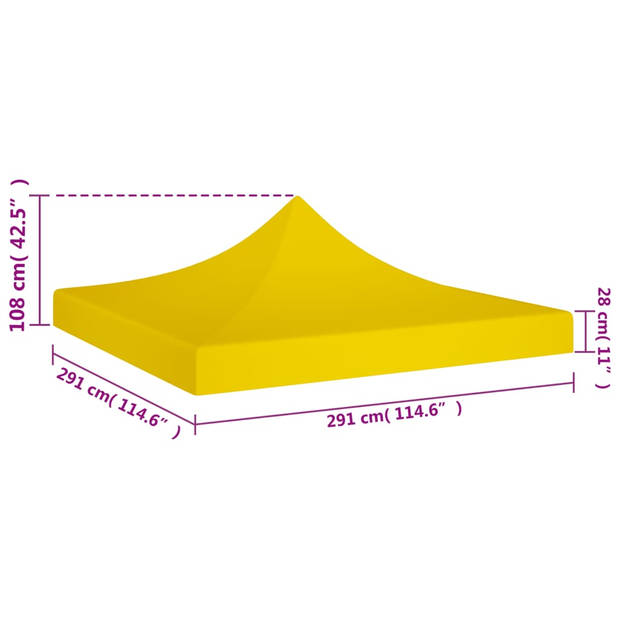 vidaXL Partytentdak 270 g/m² 3x3 m geel